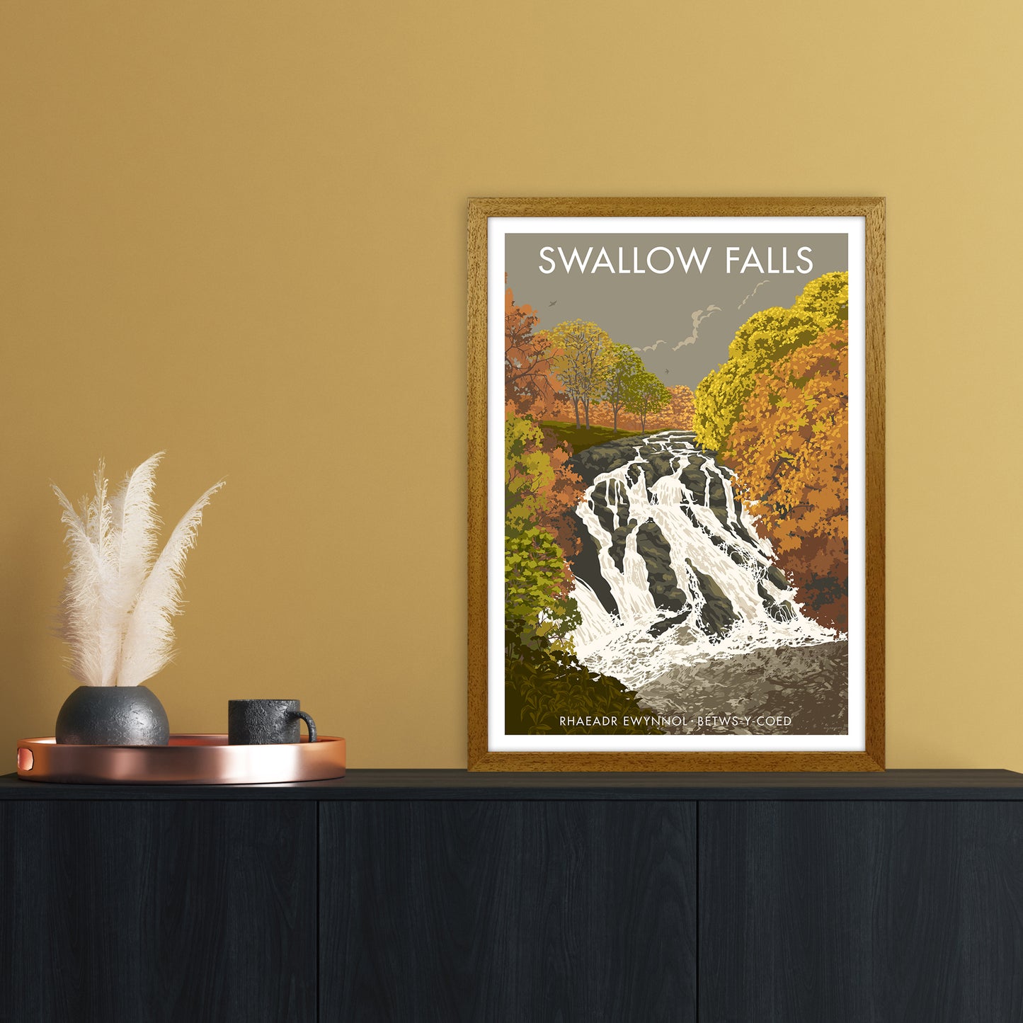 Wales Swallow Falls Art Print by Stephen Millership A2 Print Only