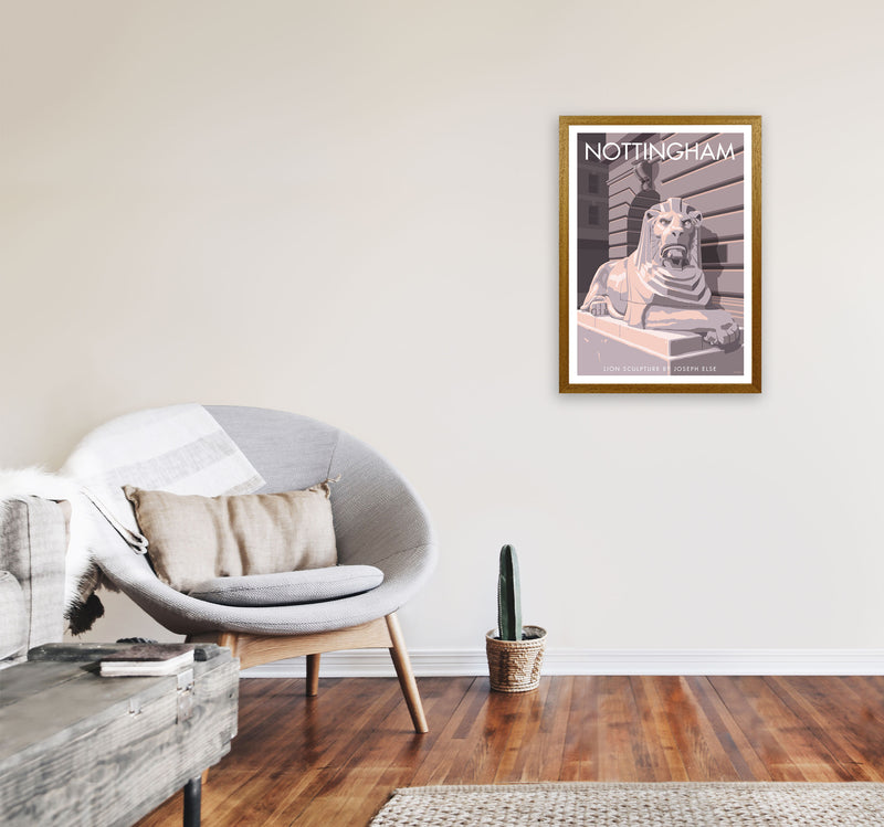Nottingham Lion Sculpture Art Print by Stephen Millership A2 Print Only