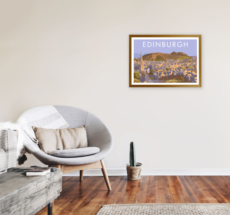 Arthur's Seat Edinburgh Travel Art Print by Stephen Millership, Framed Poster A2 Print Only
