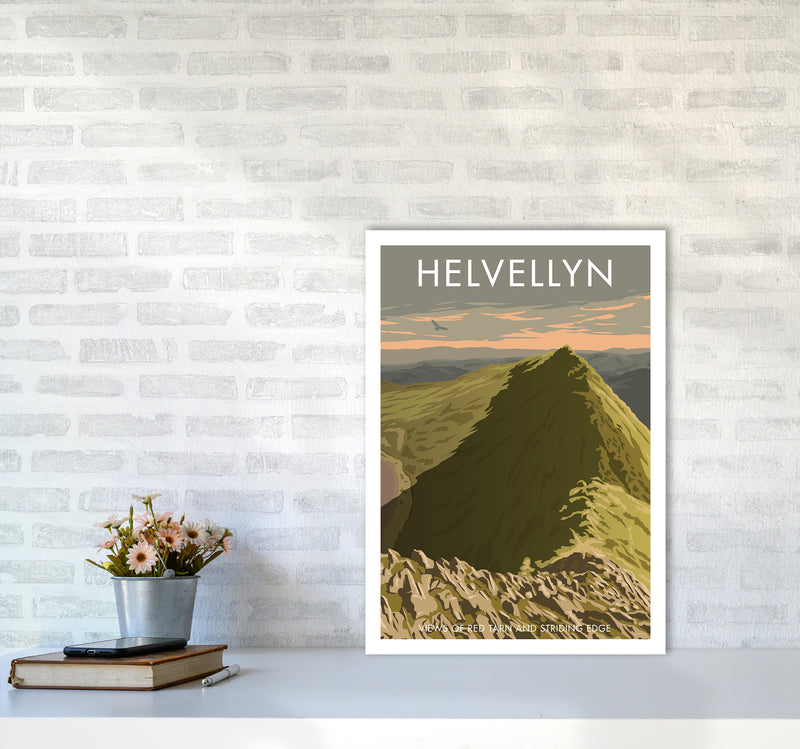 The Lakes Helvellyn Travel Art Print By Stephen Millership A2 Black Frame