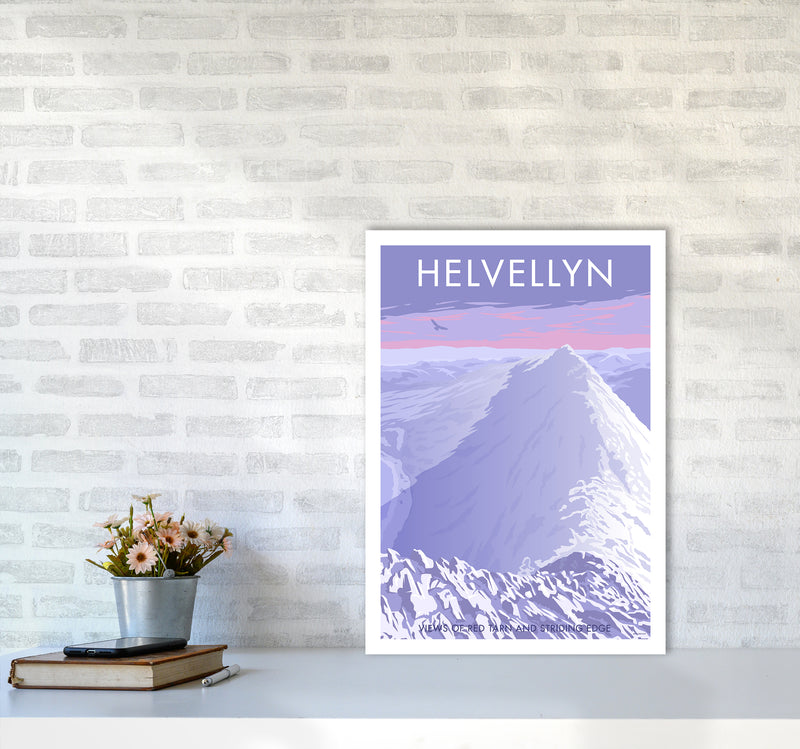 The Lakes Helvellyn Winter Travel Art Print By Stephen Millership A2 Black Frame