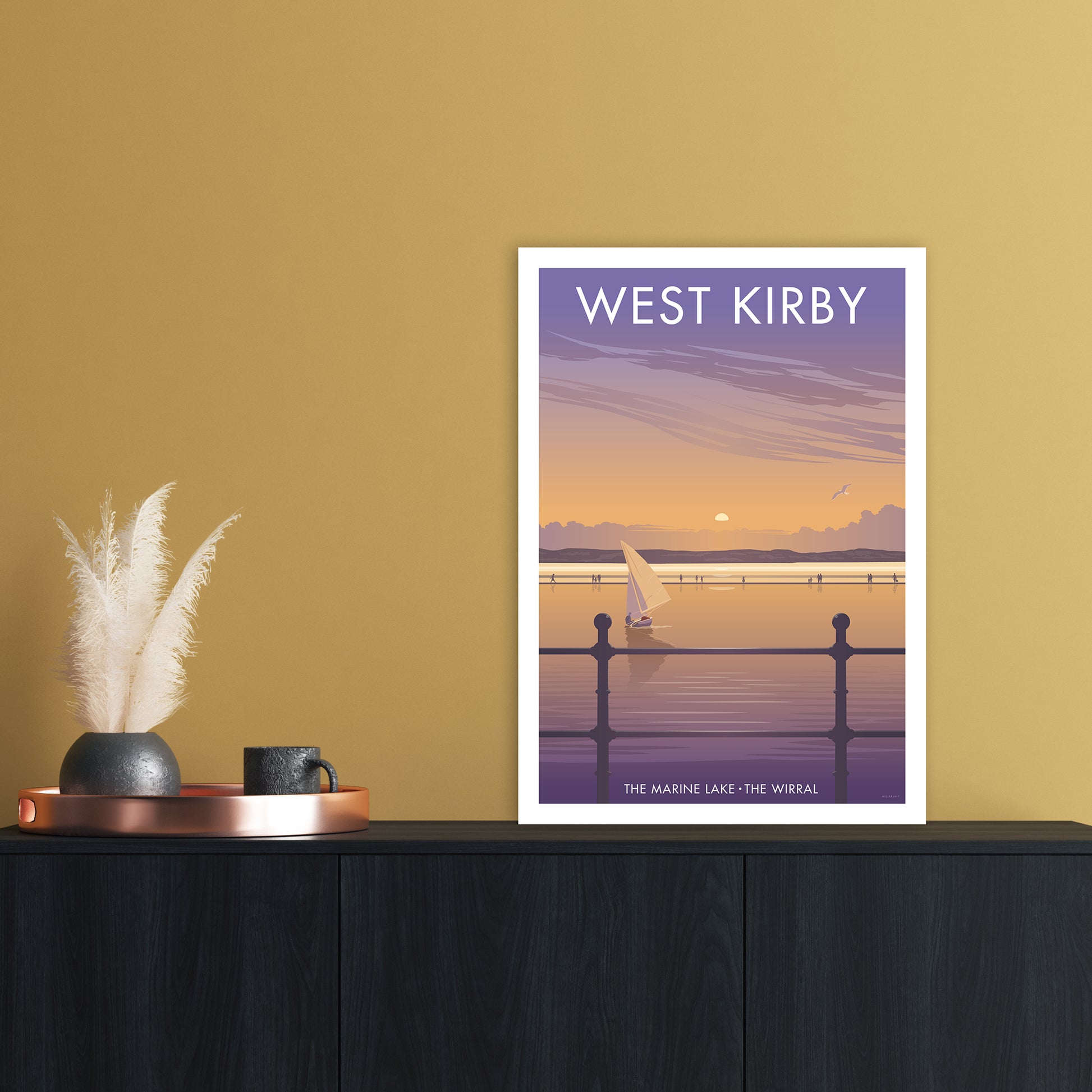 Wirral West Kirby Art Print by Stephen Millership A2 Black Frame