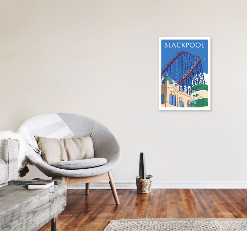 Blackpool by Stephen Millership A2 Black Frame