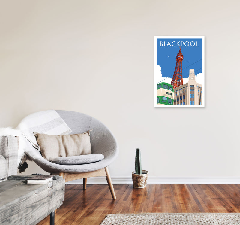Blackpool by Stephen Millership A2 Black Frame