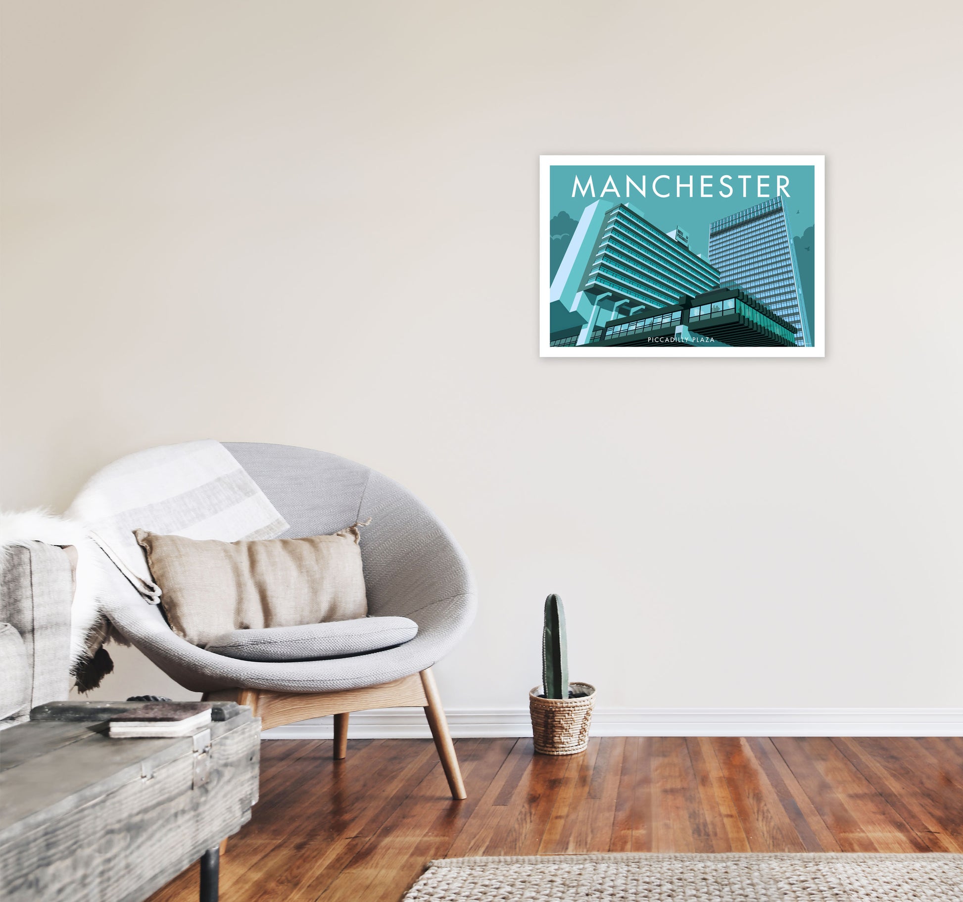 Manchester by Stephen Millership A2 Black Frame
