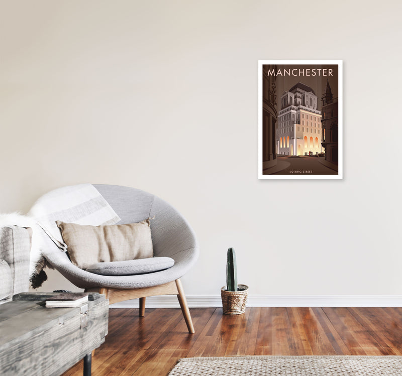 Manchester by Stephen Millership A2 Black Frame