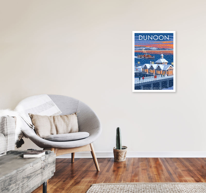 Dunoon Pier Art Print by Stephen Millership A2 Black Frame