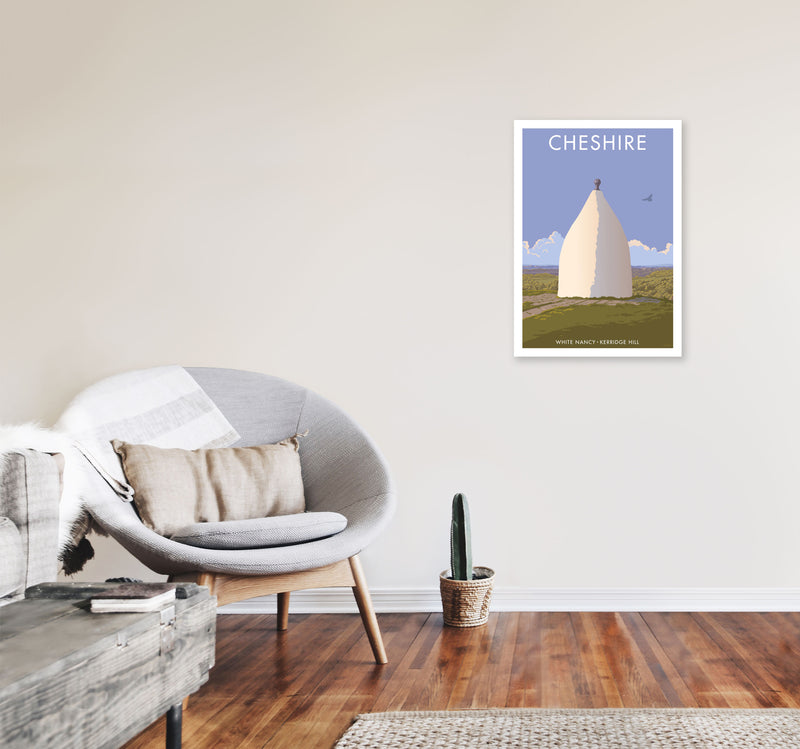 Cheshire White Nancy Travel Art Print by Stephen Millership A2 Black Frame