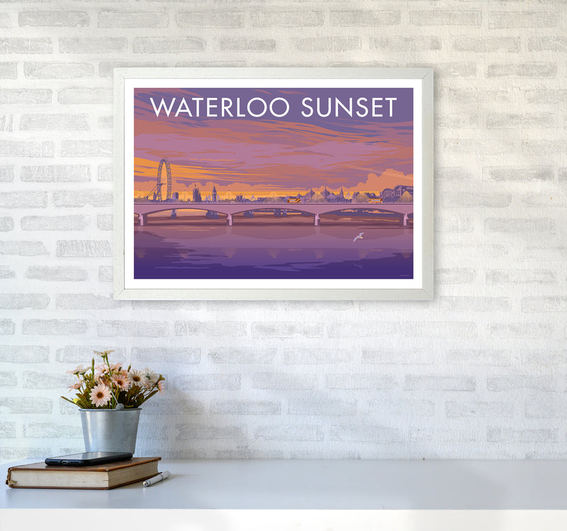 London Waterloo Travel Art Print By Stephen Millership A2 Oak Frame