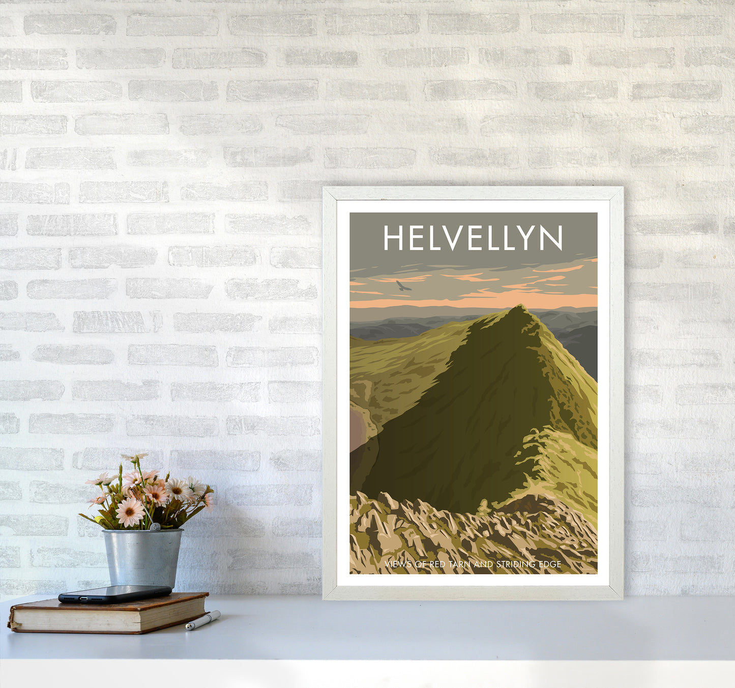 The Lakes Helvellyn Travel Art Print By Stephen Millership A2 Oak Frame