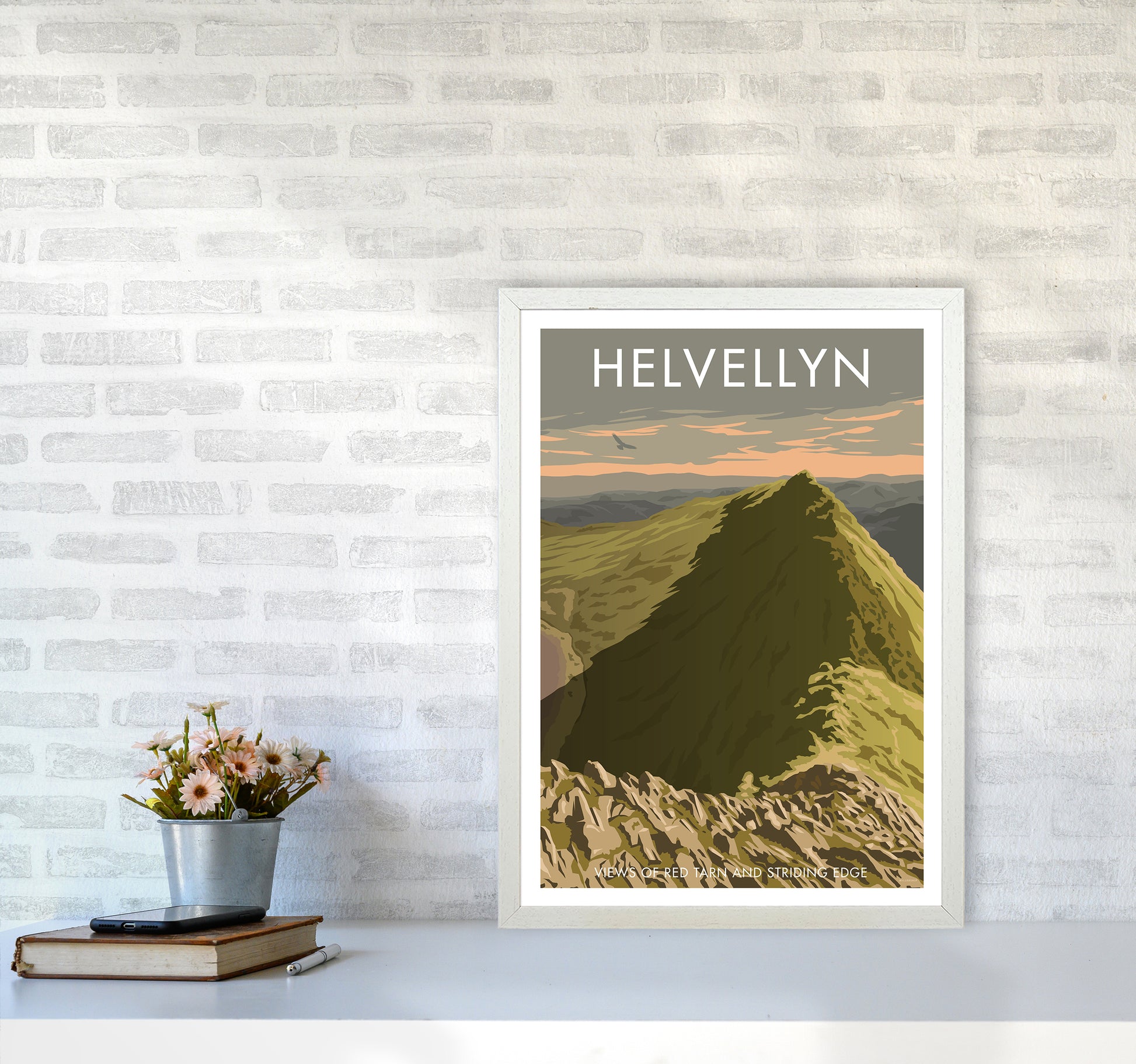 The Lakes Helvellyn Travel Art Print By Stephen Millership A2 Oak Frame