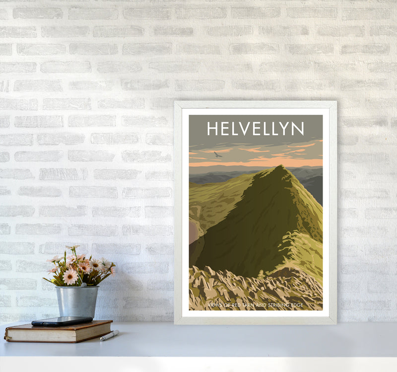 The Lakes Helvellyn Travel Art Print By Stephen Millership A2 Oak Frame