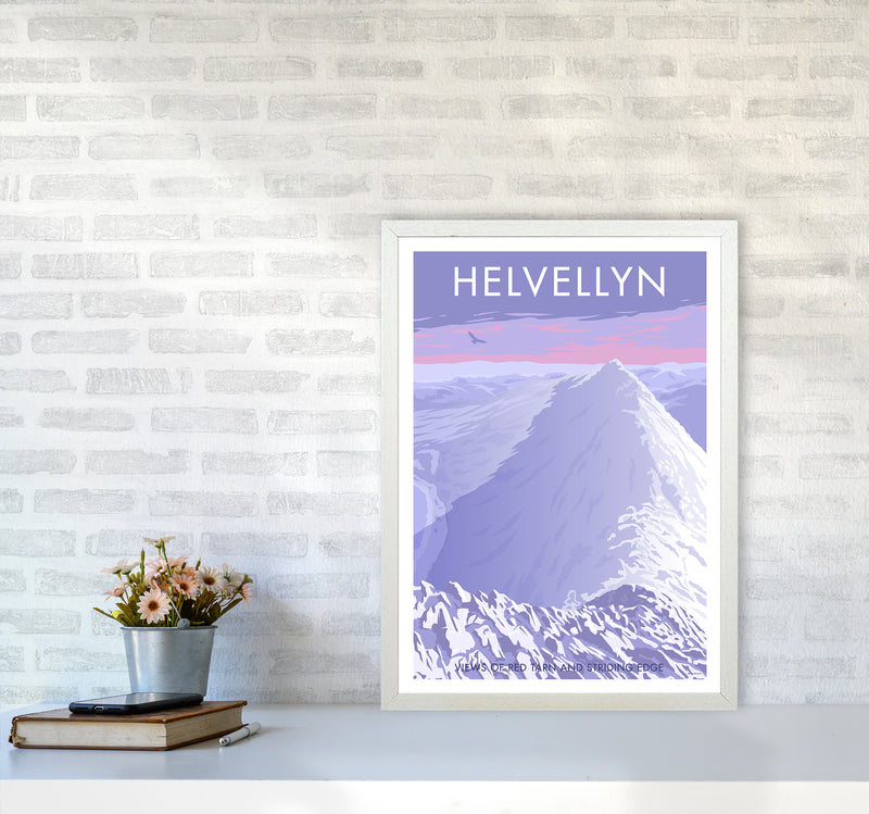 The Lakes Helvellyn Winter Travel Art Print By Stephen Millership A2 Oak Frame