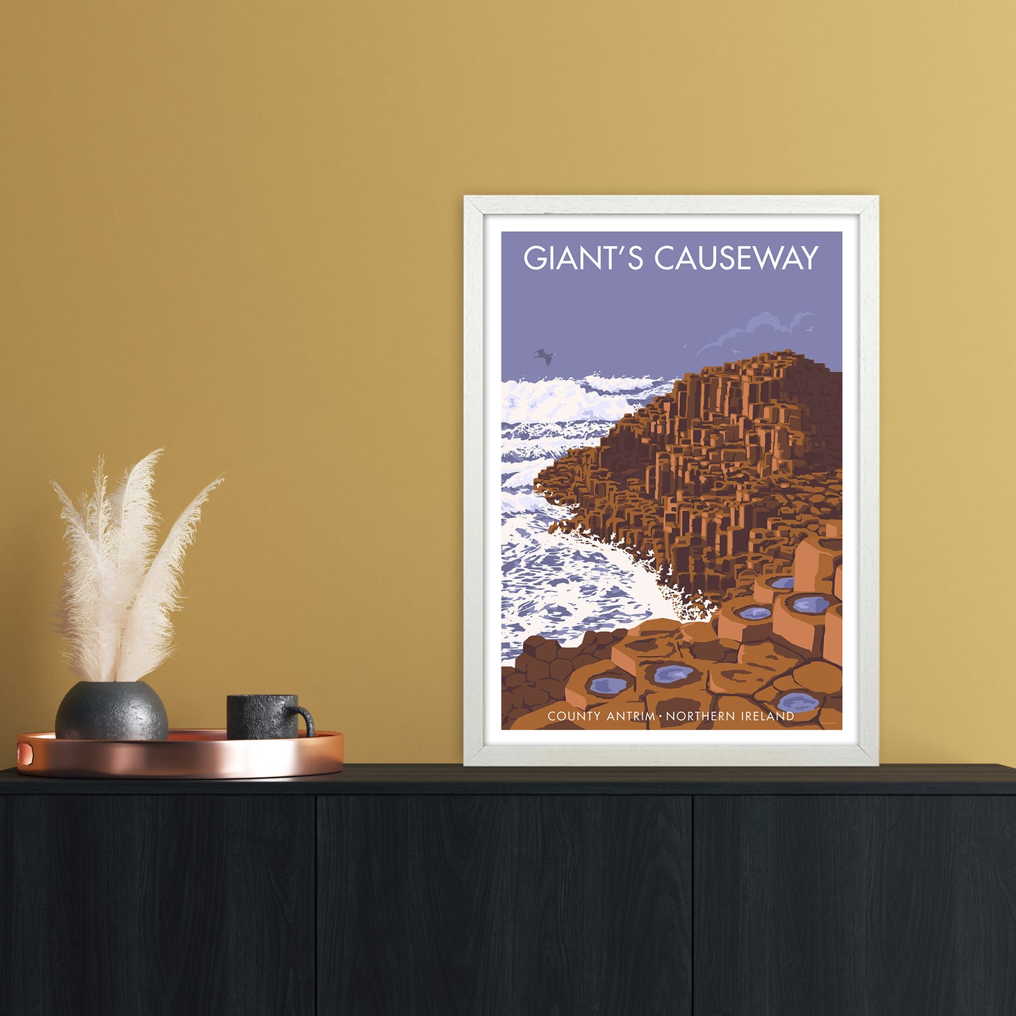 NI Giant'S Causeway Art Print by Stephen Millership A2 Oak Frame