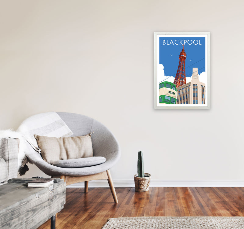 Blackpool by Stephen Millership A2 Oak Frame
