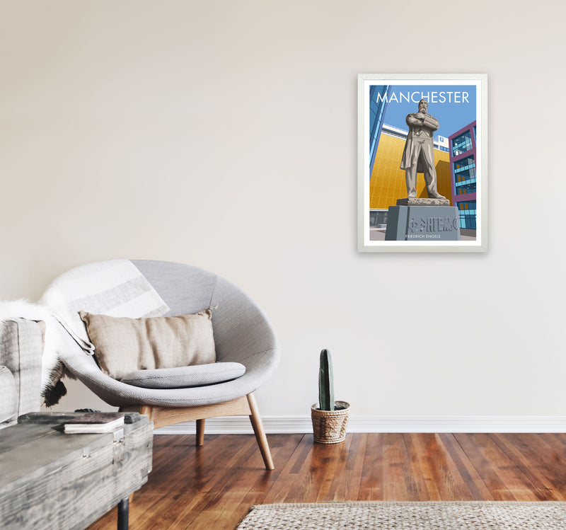 Manchester Framed Digital Art Print by Stephen Millership A2 Oak Frame