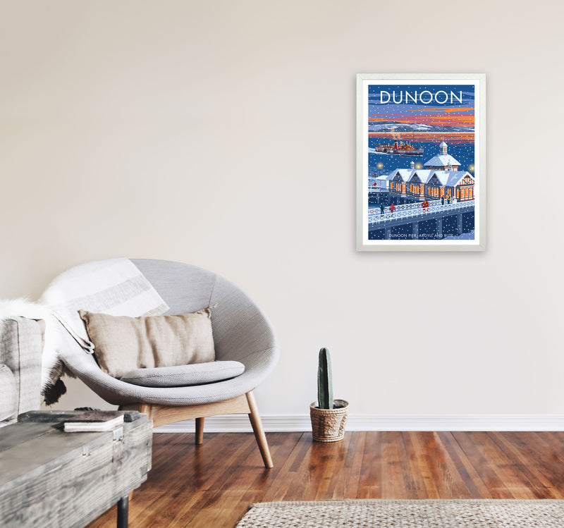 Dunoon Pier Art Print by Stephen Millership A2 Oak Frame