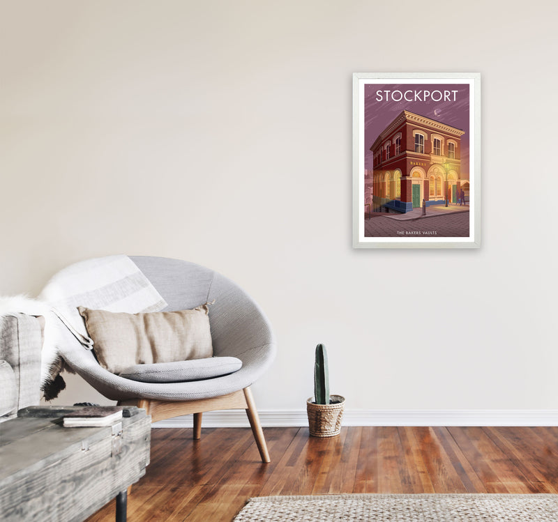 Baker's Vaults Stockport Travel Art Print by Stephen Millership A2 Oak Frame