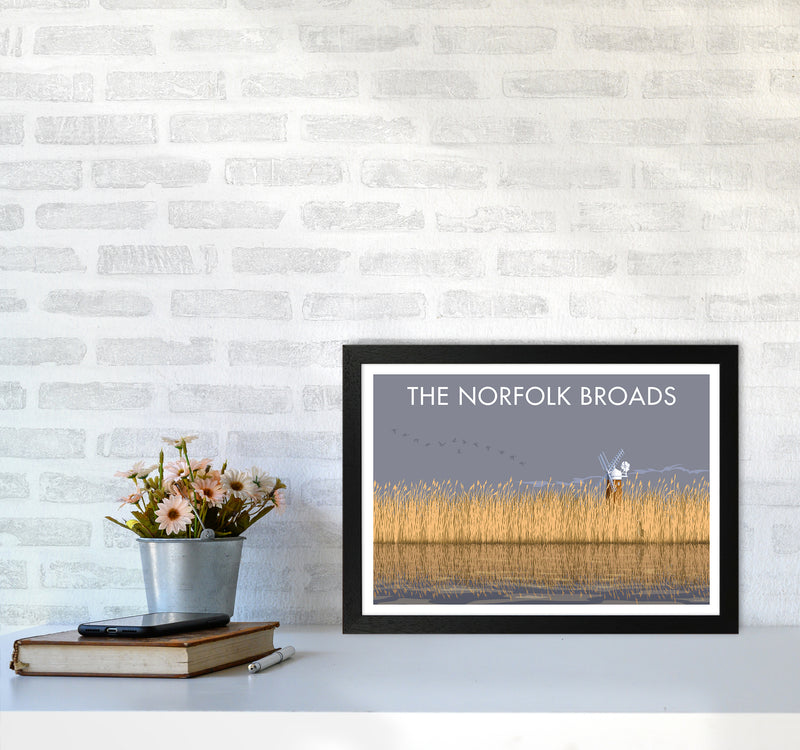 Norfolk Broads Travel Art Print By Stephen Millership A3 White Frame