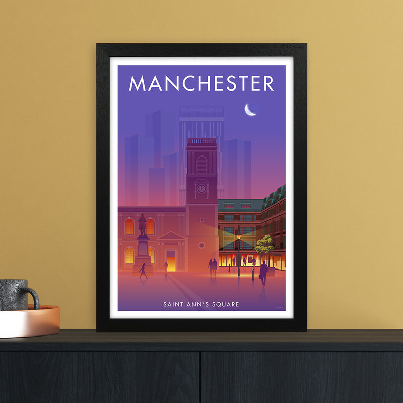 Manchester St Annes Sq Art Print by Stephen Millership A3 White Frame