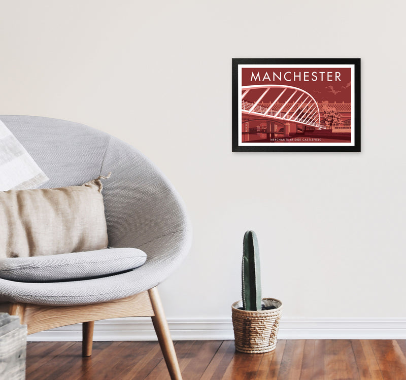 Manchester by Stephen Millership A3 White Frame
