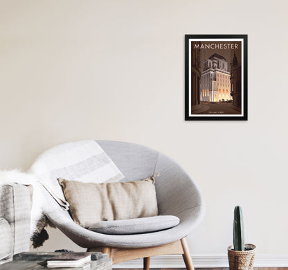Manchester by Stephen Millership A3 White Frame