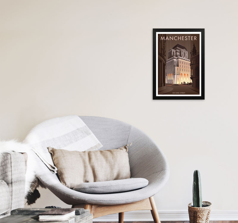 Manchester by Stephen Millership A3 White Frame