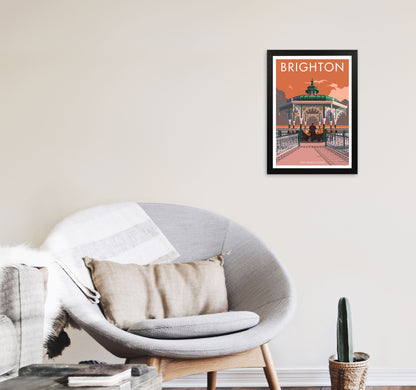 Brighton Bandstand Framed Wall Art Print by Stephen Millership, Art Poster A3 White Frame