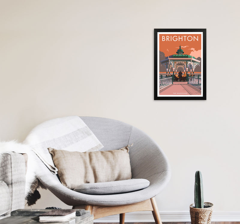 Brighton Bandstand Framed Wall Art Print by Stephen Millership, Art Poster A3 White Frame