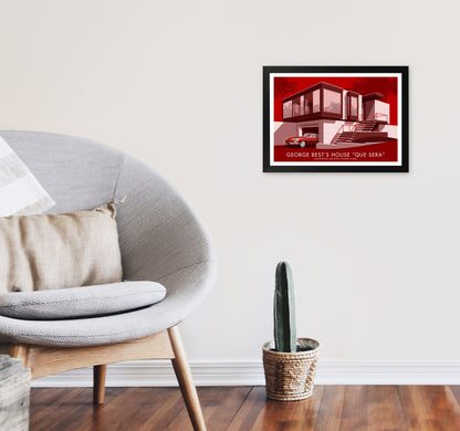 George Bests House by Stephen Millership A3 White Frame