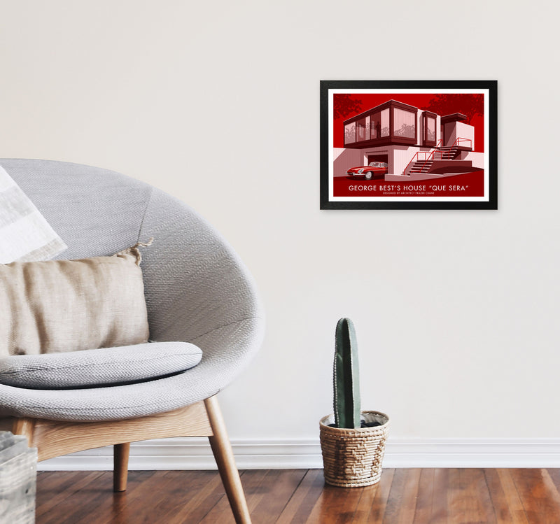 George Bests House by Stephen Millership A3 White Frame