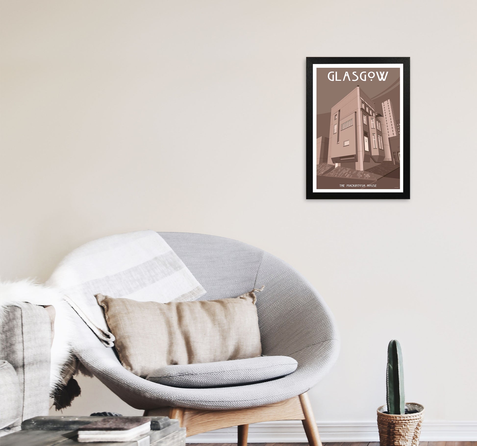Glasgow Art Print by Stephen Millership A3 White Frame