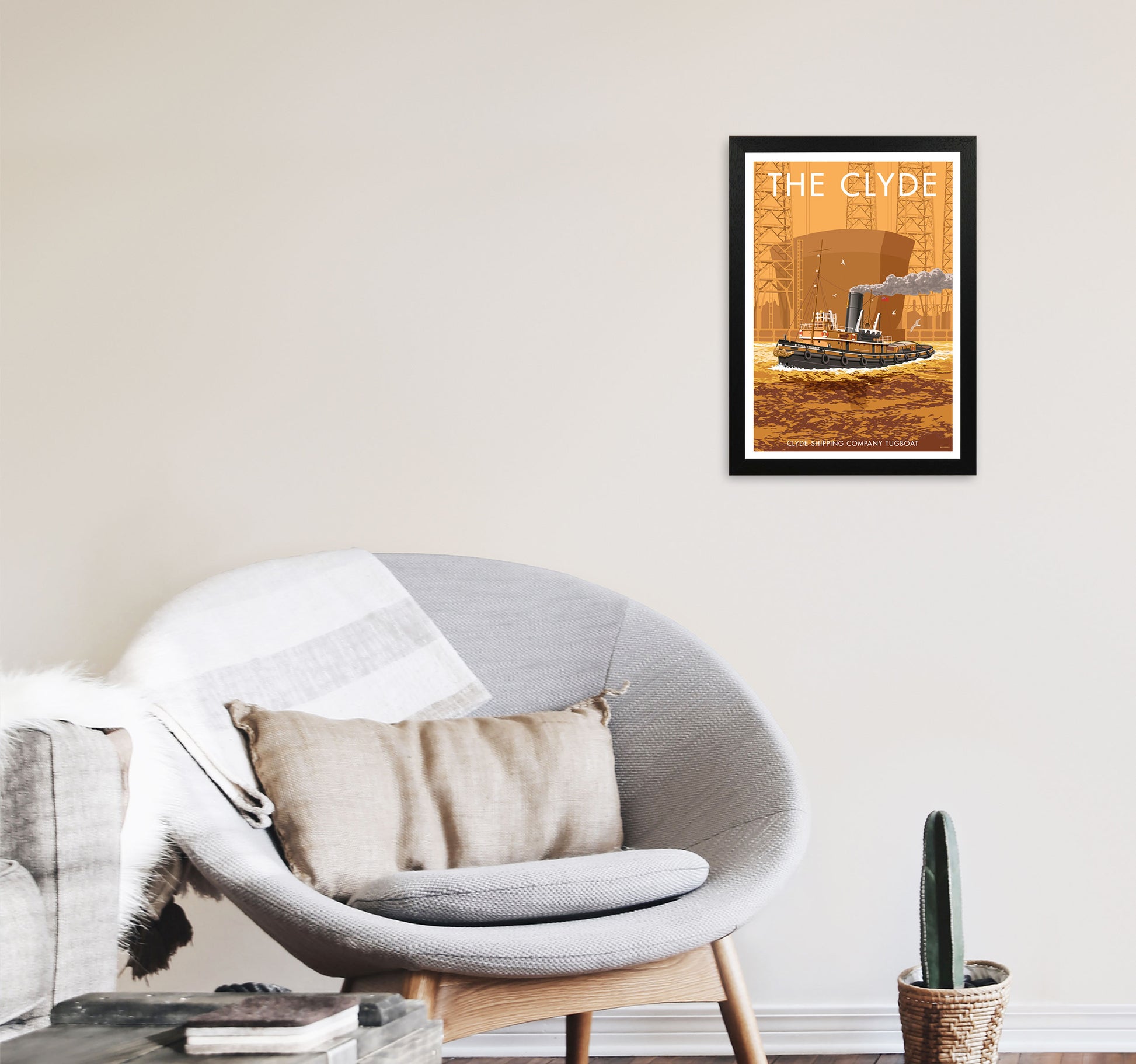 The Clyde Art Print by Stephen Millership A3 White Frame