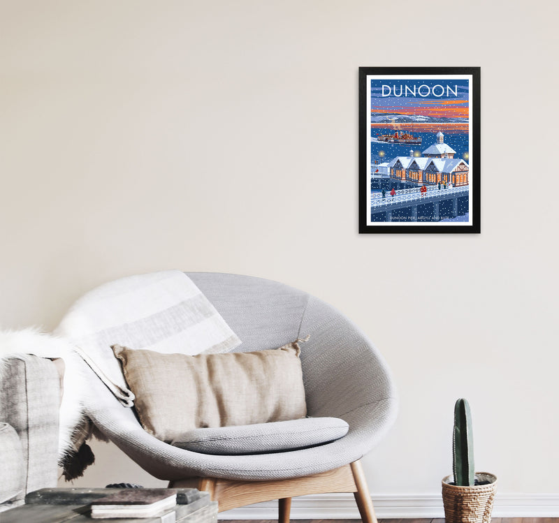 Dunoon Pier Art Print by Stephen Millership A3 White Frame