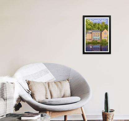 Cromford Derbyshire Travel Art Print by Stephen Millership A3 White Frame