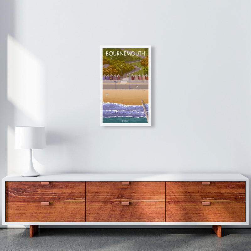 Bournemouth Huts Travel Art Print by Stephen Millership A3 Canvas
