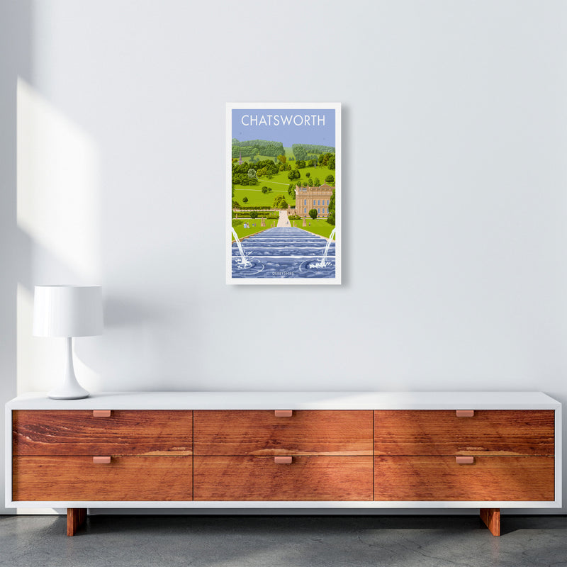 Chatsworth, Derbyshire Framed Art Print by Stephen Millership, Travel Poster A3 Canvas