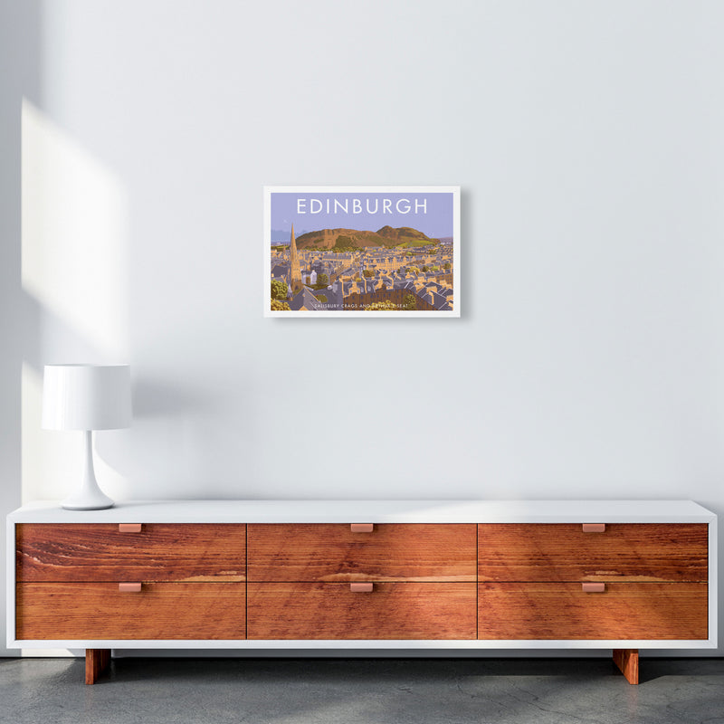 Arthur's Seat Edinburgh Travel Art Print by Stephen Millership, Framed Poster A3 Canvas
