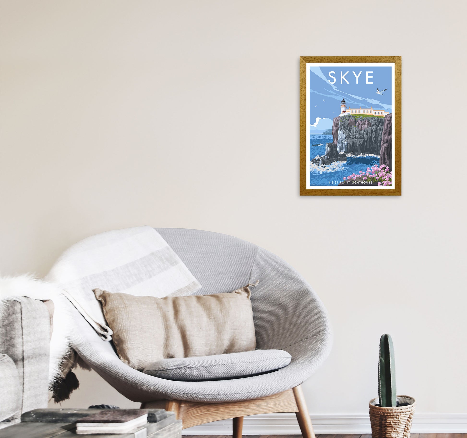 Neist Point Lighthouse Skye Art Print by Stephen Millership A3 Print Only