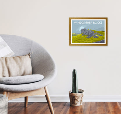 Windgather Rocks Derbyshire Travel Art Print by Stephen Millership A3 Print Only