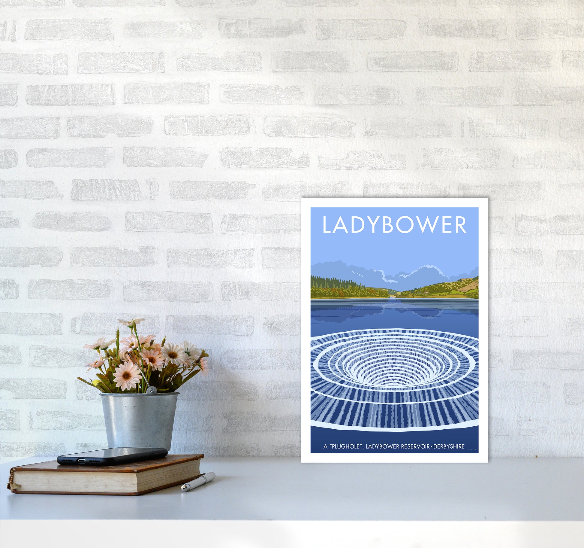 Derbyshire Ladybower Travel Art Print By Stephen Millership A3 Black Frame