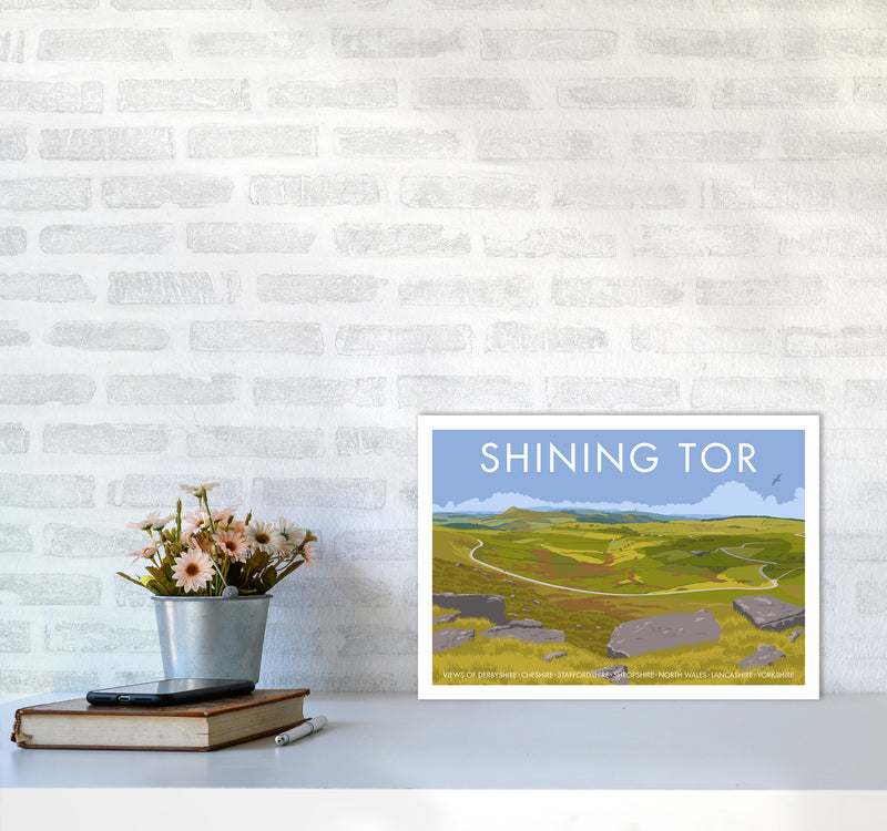 Derbyshire Shining Tor Travel Art Print By Stephen Millership A3 Black Frame