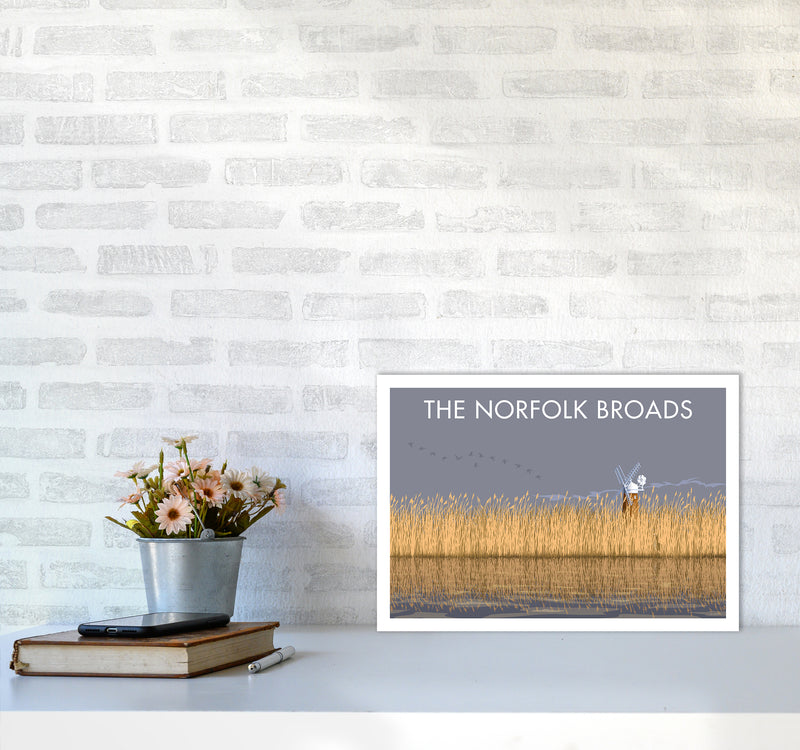 Norfolk Broads Travel Art Print By Stephen Millership A3 Black Frame