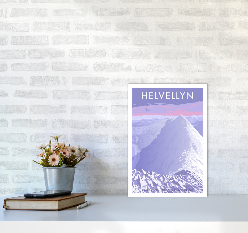 The Lakes Helvellyn Winter Travel Art Print By Stephen Millership A3 Black Frame