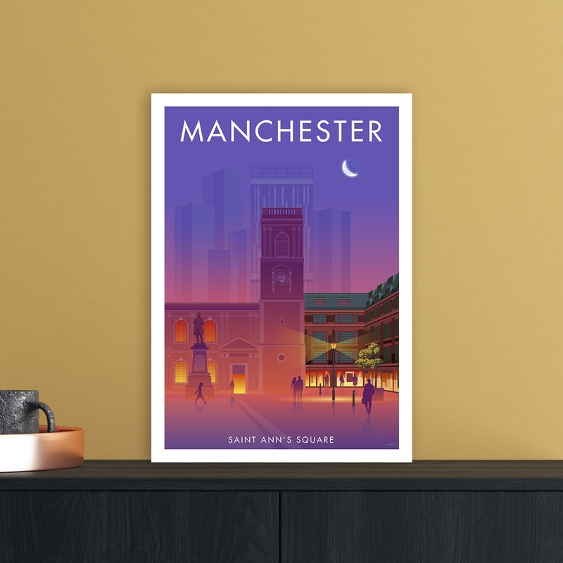 Manchester St Annes Sq Art Print by Stephen Millership A3 Black Frame