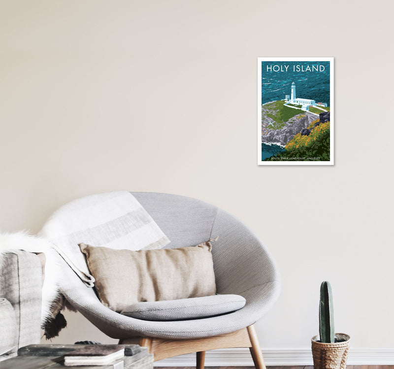 Holy Island by Stephen Millership A3 Black Frame