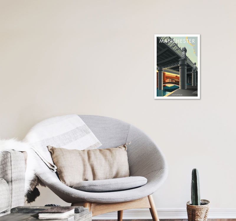Manchester by Stephen Millership A3 Black Frame