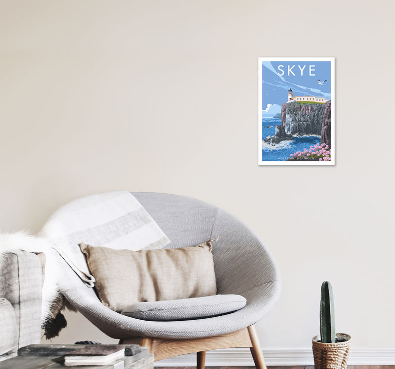 Neist Point Lighthouse Skye Art Print by Stephen Millership A3 Black Frame
