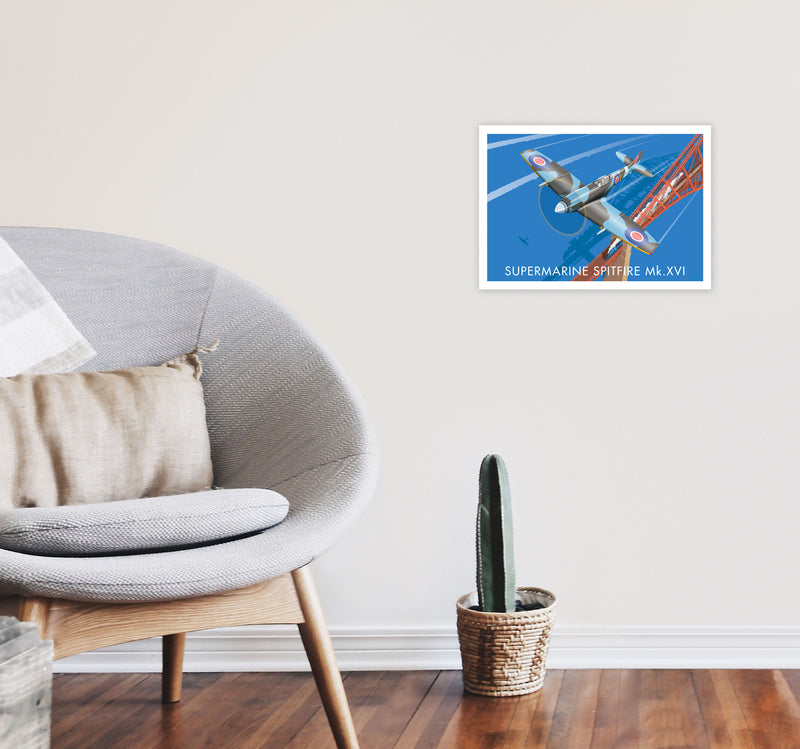 Spitfire XVI by Stephen Millership A3 Black Frame