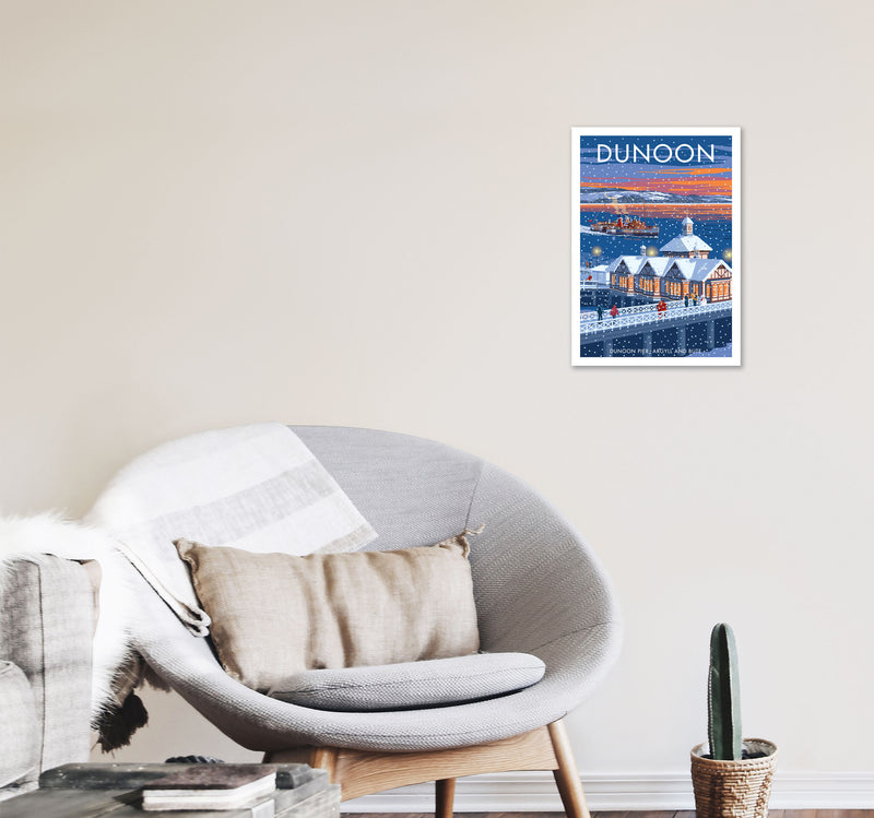 Dunoon Pier Art Print by Stephen Millership A3 Black Frame